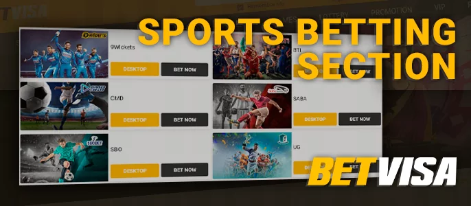 Betting on sports events at BetVisa - betting section