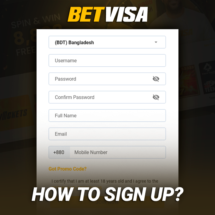 Registration on the BetVisa project - how to create a new account