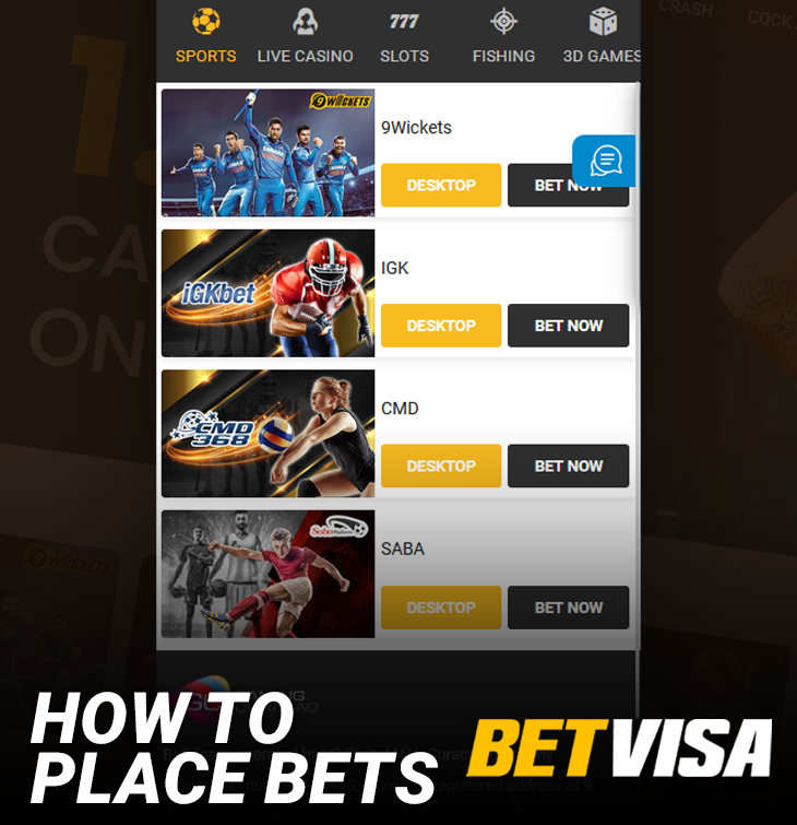 How to Place Bet at BetVisa mobile App